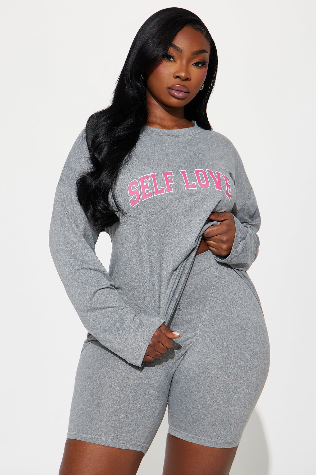 Self Love PJ Boxer Short Set - Heather Grey