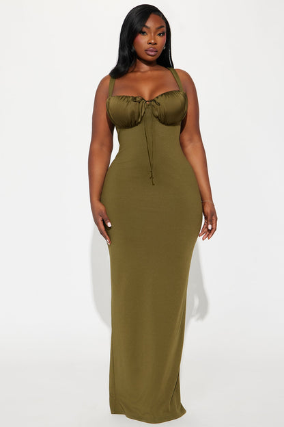 Sonya Low Back Maxi Dress - Olive