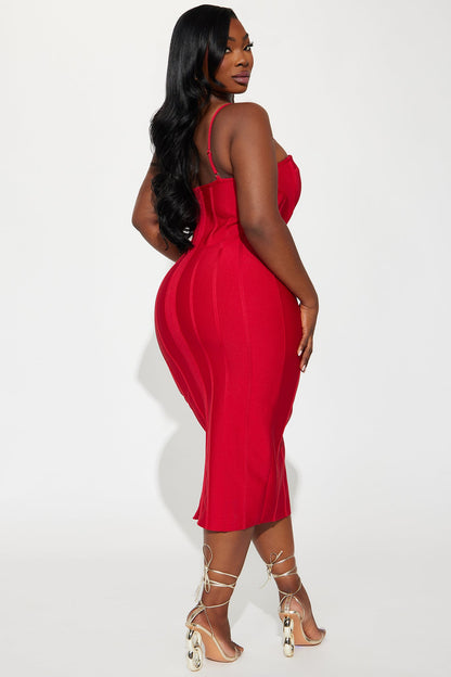 Victoria Bandage Midi Dress - Red