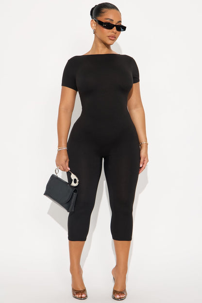 Solid Instincts Capri Jumpsuit - Black