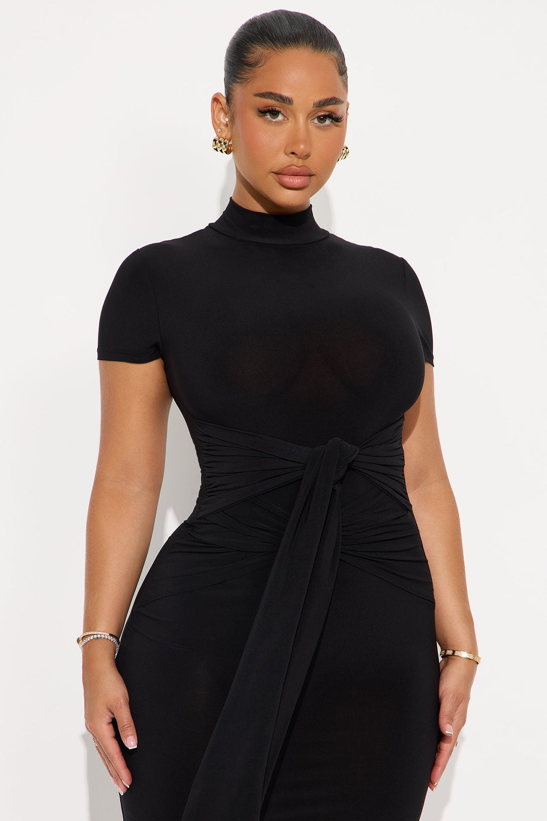 Playful Kiss Midi Dress - Black