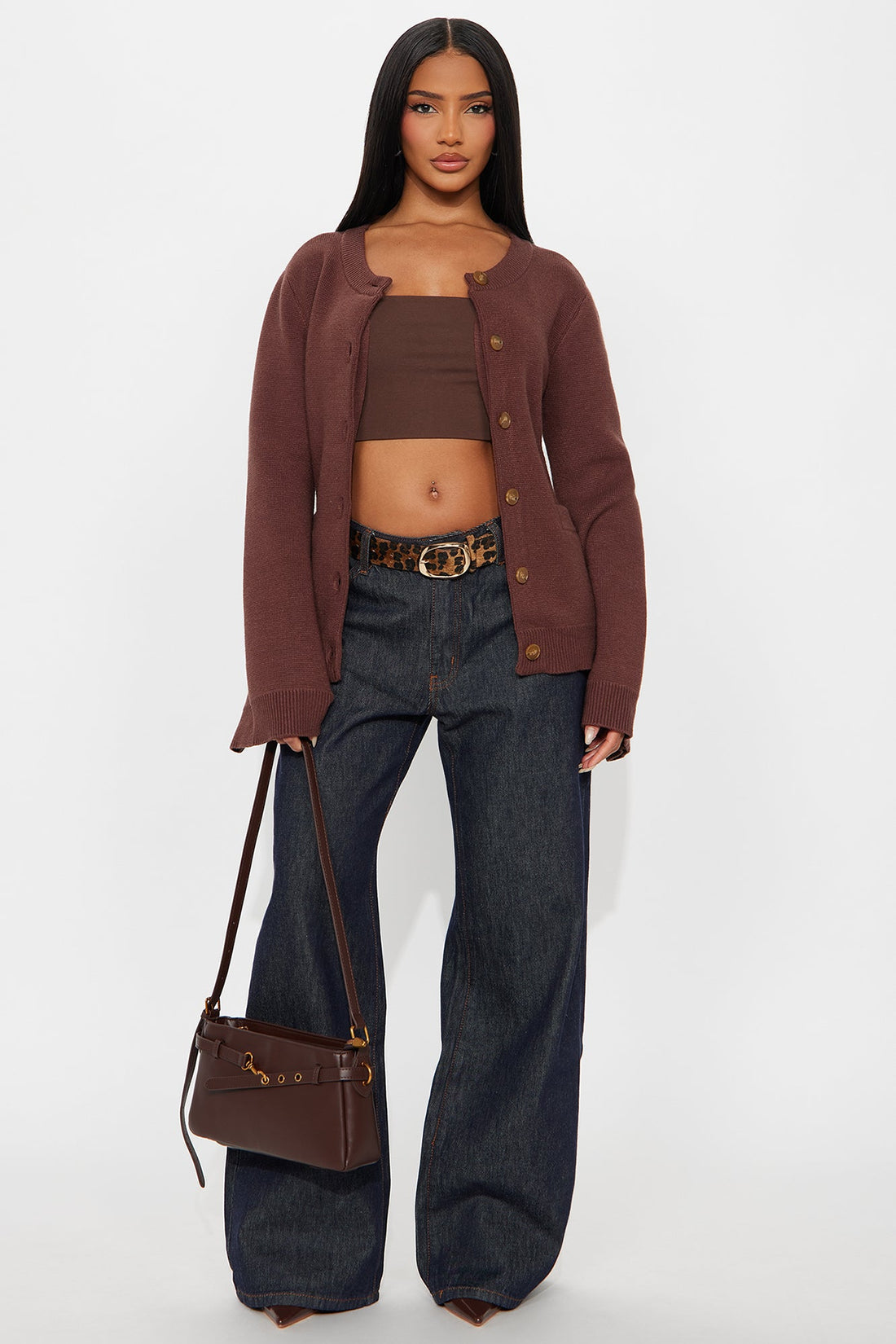 Grace Bell Sleeve Cardigan - Chocolate