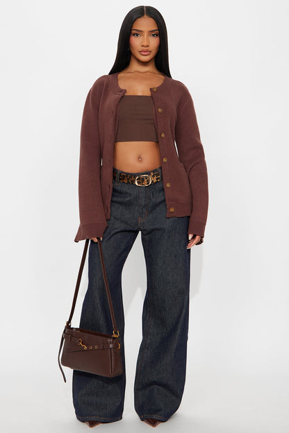 Grace Bell Sleeve Cardigan - Chocolate