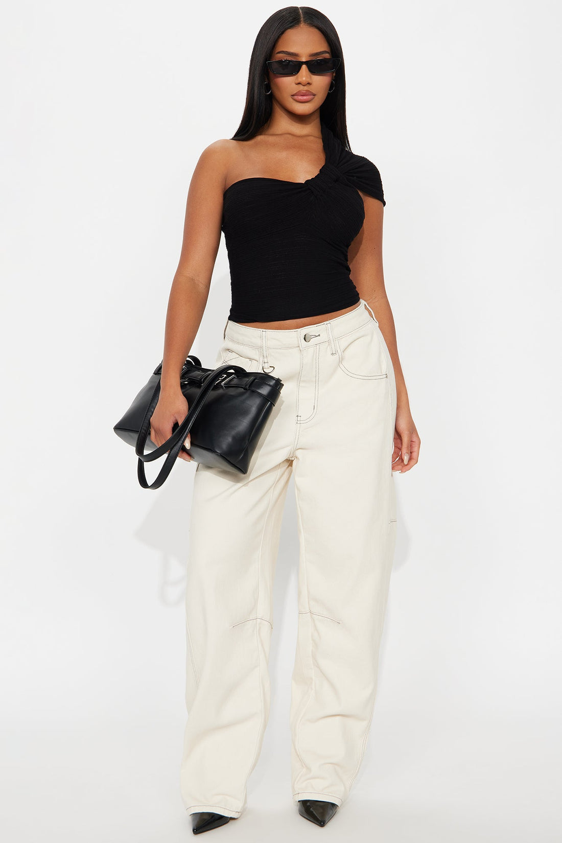 Just Because Knot Sweater Top - Black