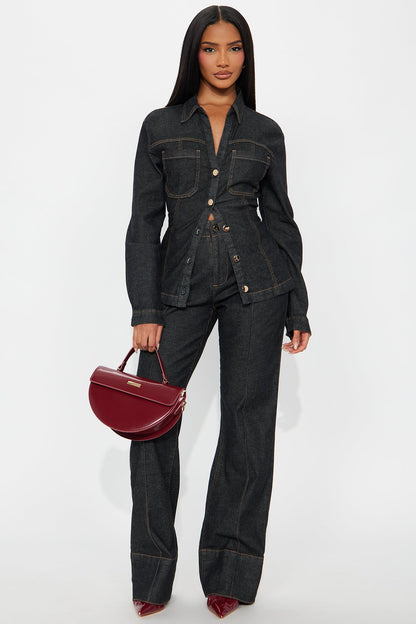 Kylie Denim Pant Set - Dark Wash