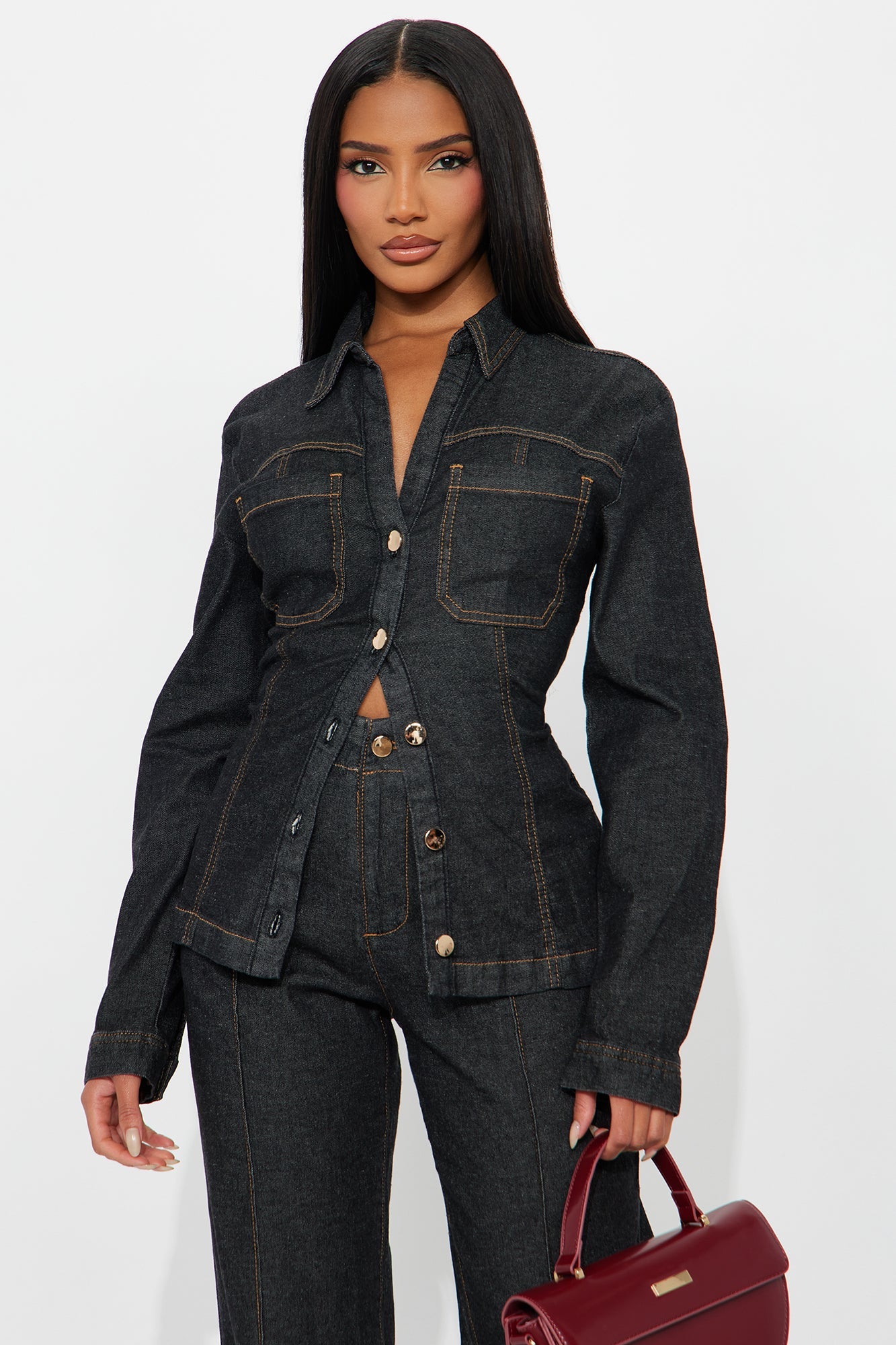 Kylie Denim Pant Set - Dark Wash