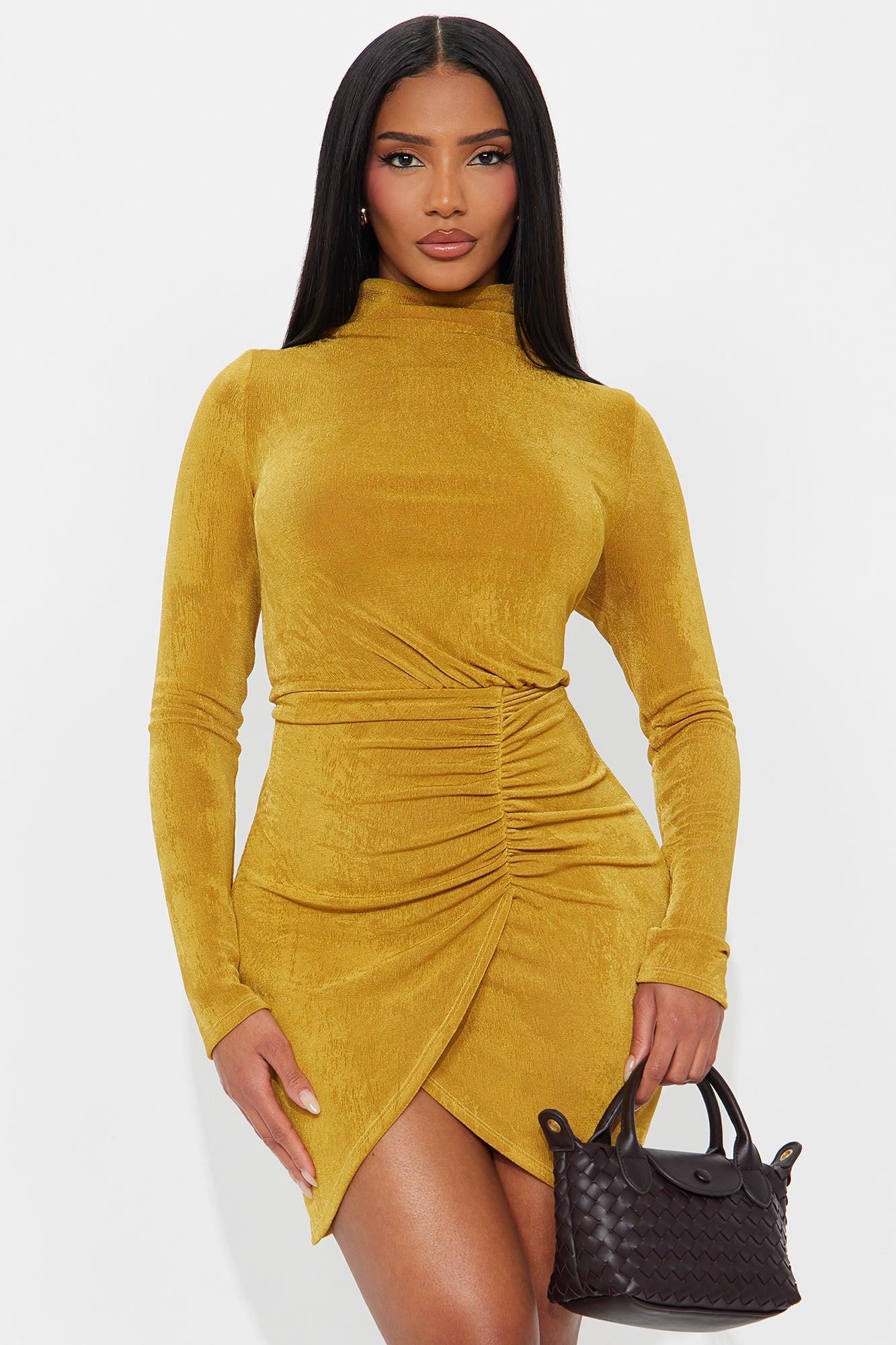 Taylor Ruched Mini Dress - Gold