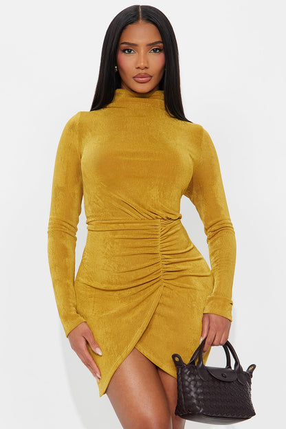 Taylor Ruched Mini Dress - Gold