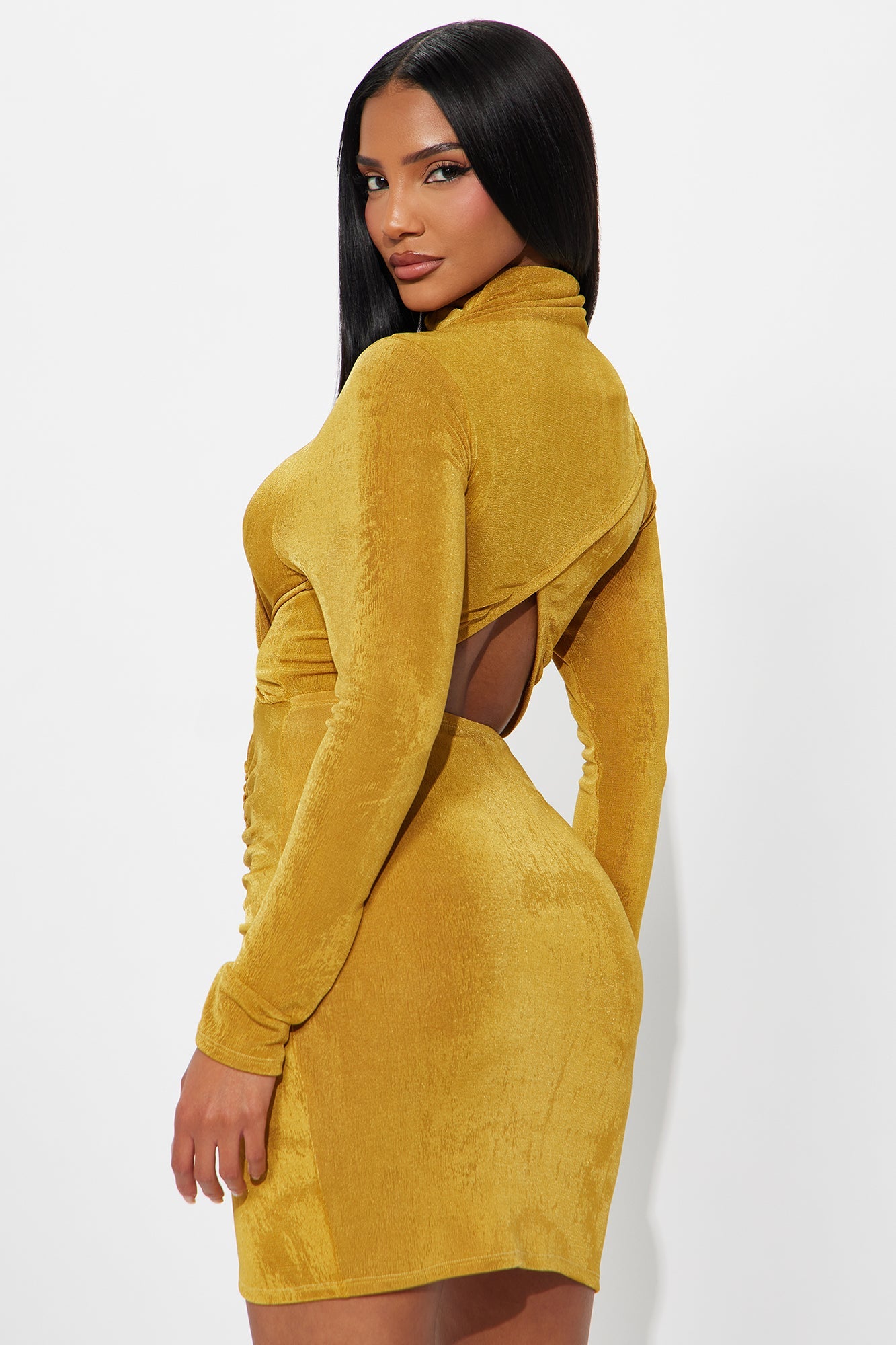 Taylor Ruched Mini Dress - Gold