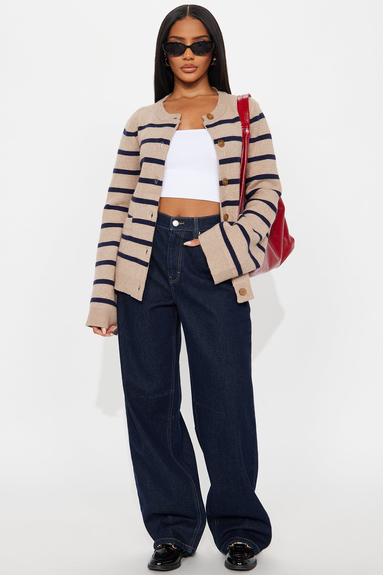 Grace Bell Sleeve Cardigan - Taupe/combo