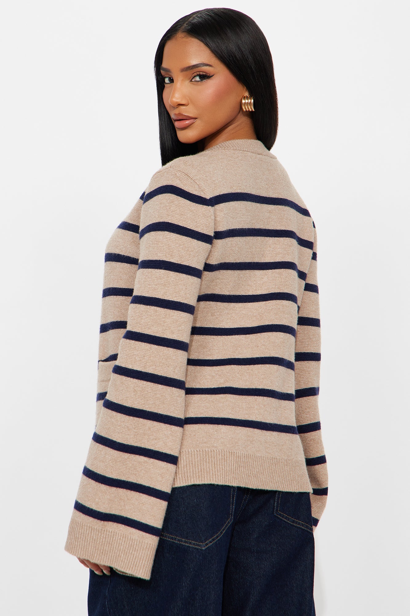 Grace Bell Sleeve Cardigan - Taupe/combo