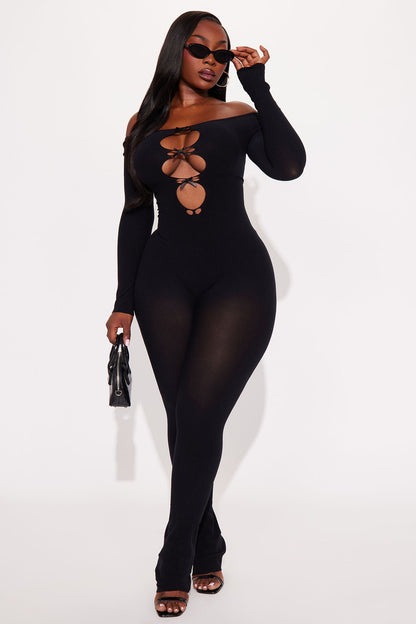 All Bowed Up Seamless Jumpsuit - Black