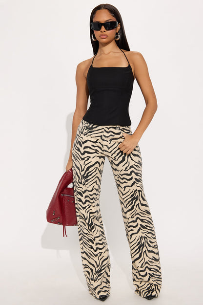 Tall Savanna High Rise Printed Flare Jeans - Cream/combo
