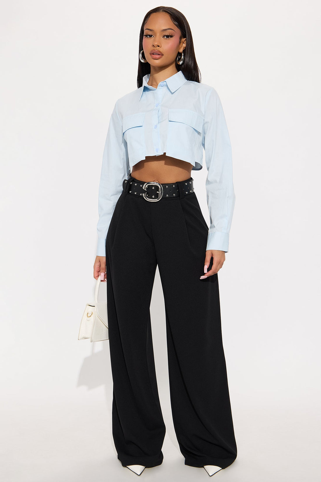Late To The Meeting Wide Leg Trouser Pant - Black