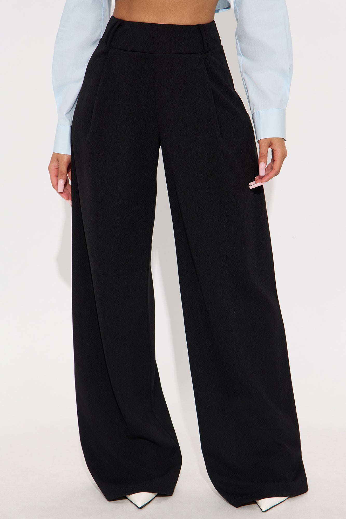 Late To The Meeting Wide Leg Trouser Pant - Black