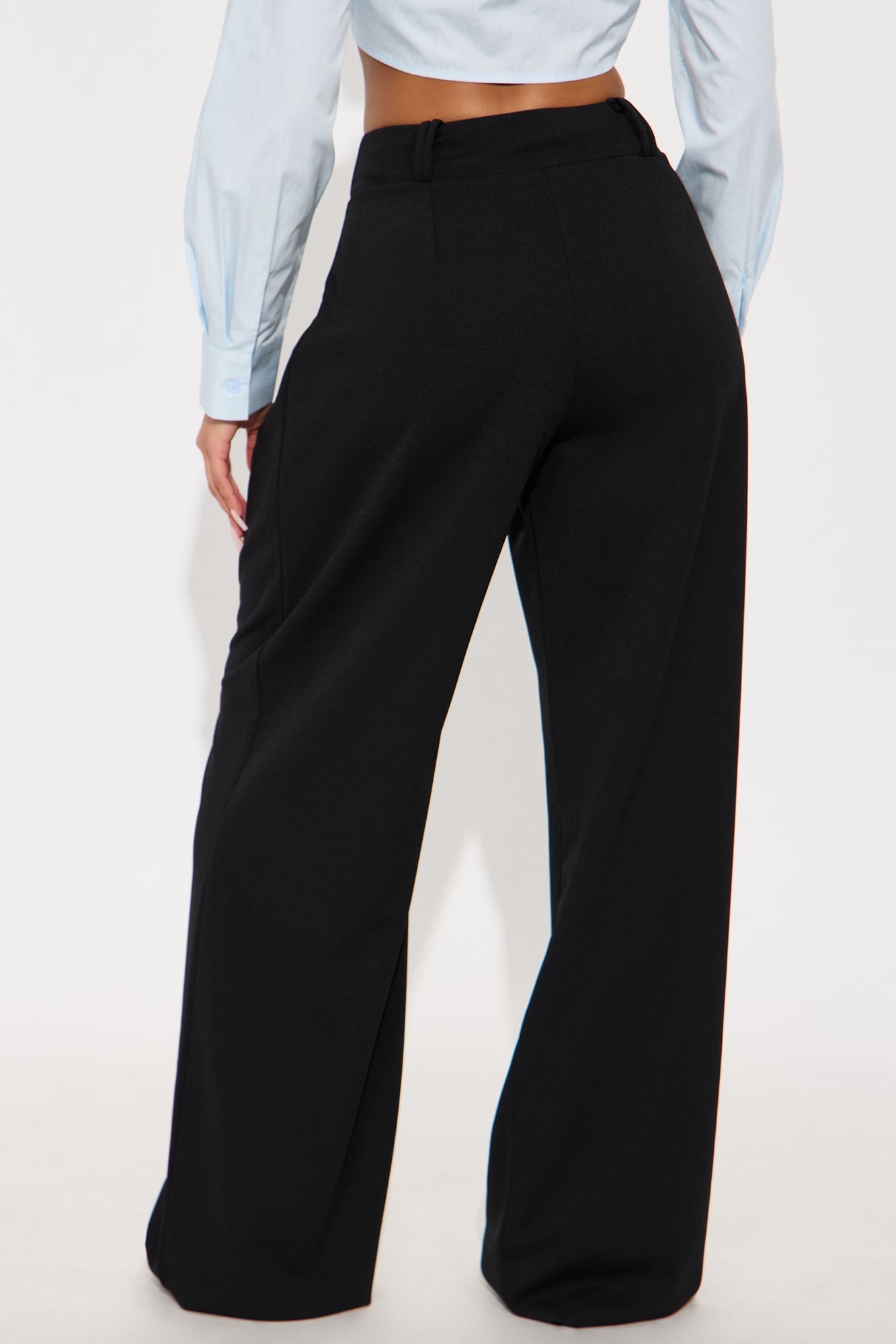 Late To The Meeting Wide Leg Trouser Pant - Black