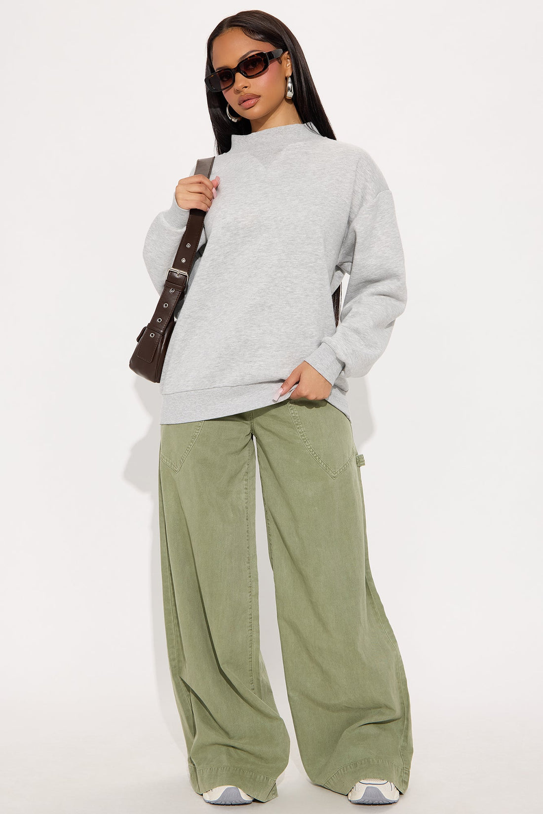 The Classic Mock Neck Sweatshirt - Heather Grey