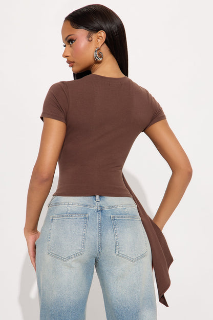 Polly Draped Short Sleeve Tshirt - Brown