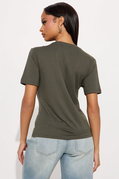 Ava V-Neck Tee - Military Green