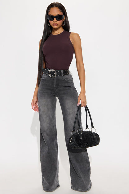 Lily Ribbed Tank - Brown