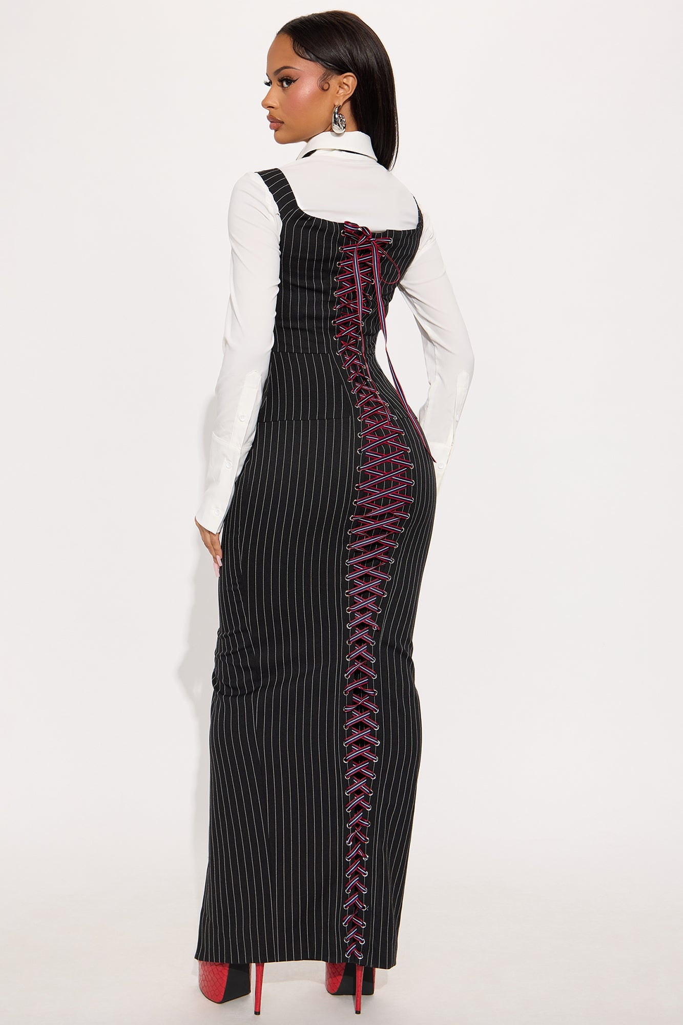 Zoey Pinstripe Maxi Dress - Black/White