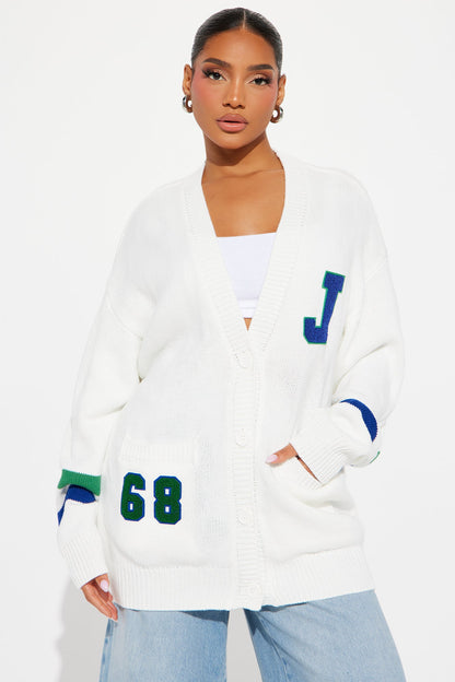 Book Smart Cardigan - Ivory/combo