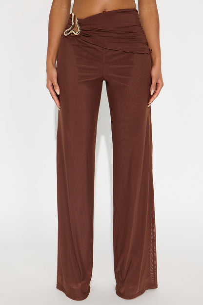No Set Boundaries Mesh Wide Leg Pant - Brown