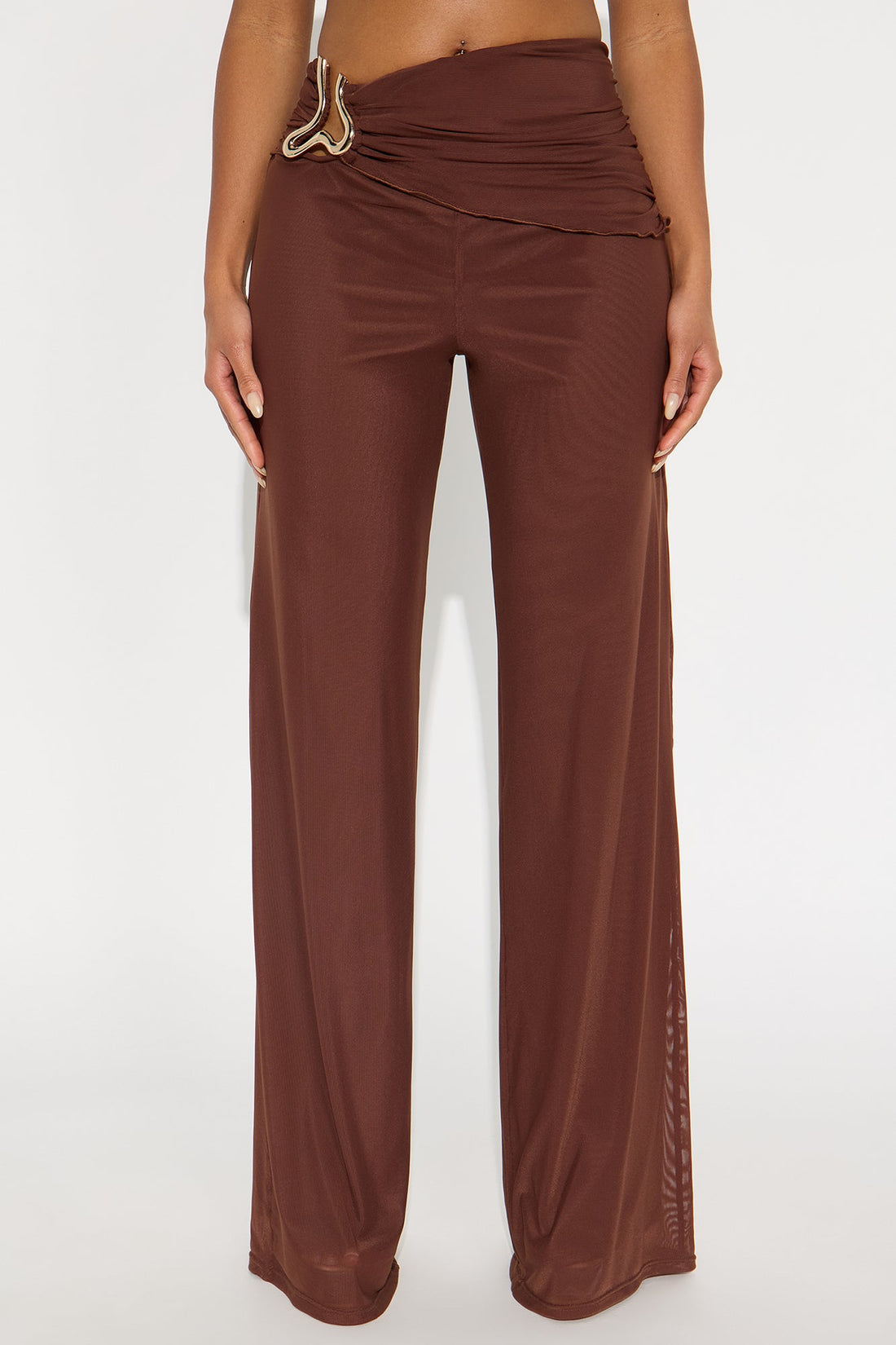 No Set Boundaries Mesh Wide Leg Pant - Brown
