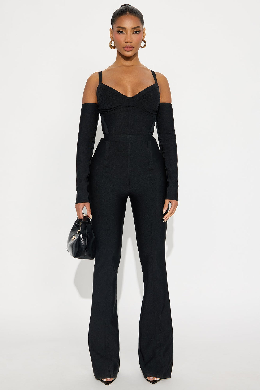 Kennedy Bandage Long Sleeve Jumpsuit - Black
