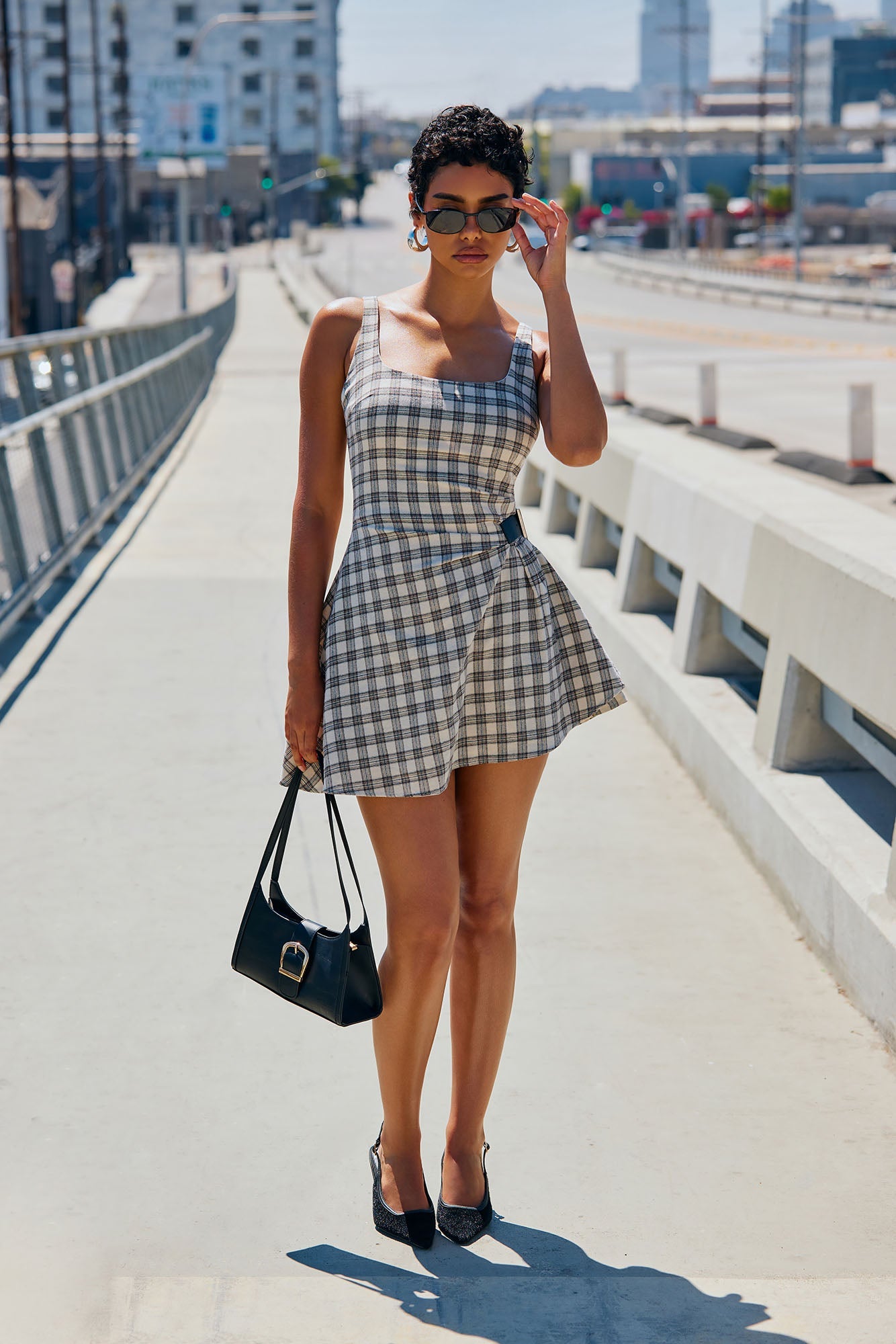 Ashwood Plaid Mini Dress - Cream