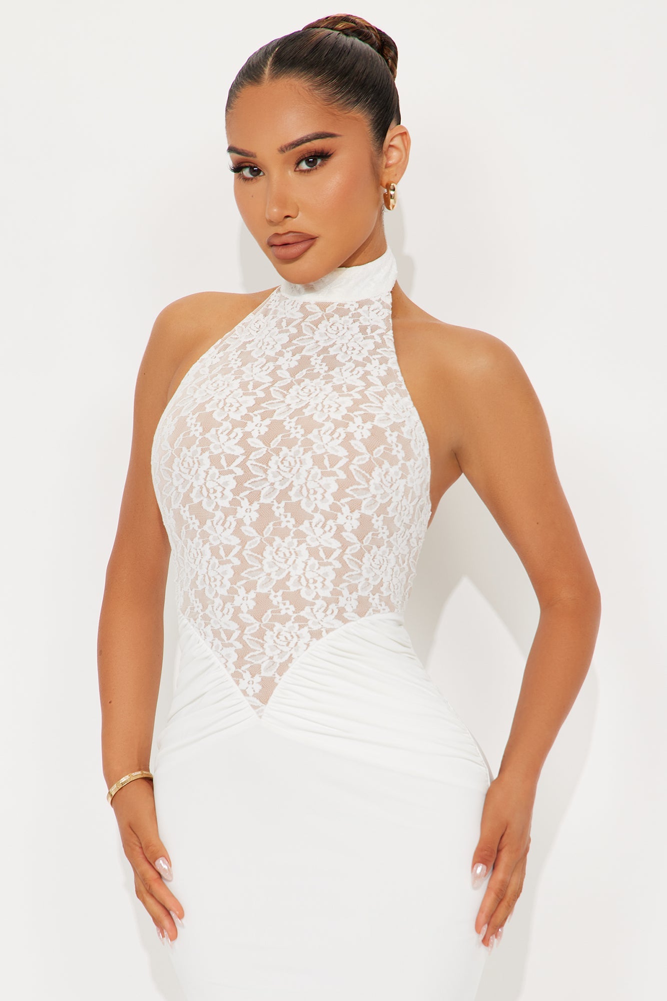Tania Lace Midi Dress - White