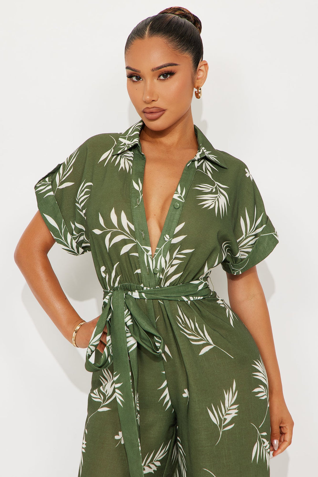 On A Misson Linen Jumpsuit - Olive/combo