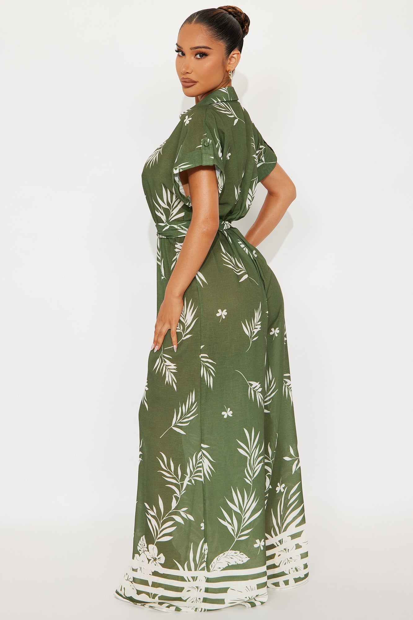 On A Misson Linen Jumpsuit - Olive/combo
