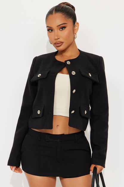Totally Poised Tweed Coat - Black