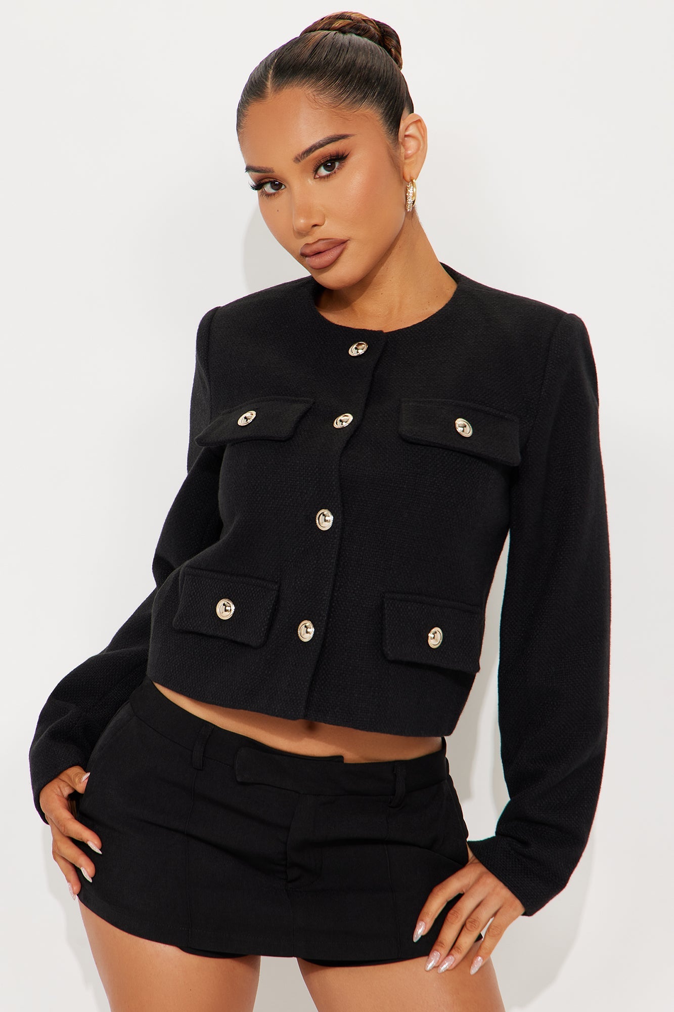 Totally Poised Tweed Coat - Black