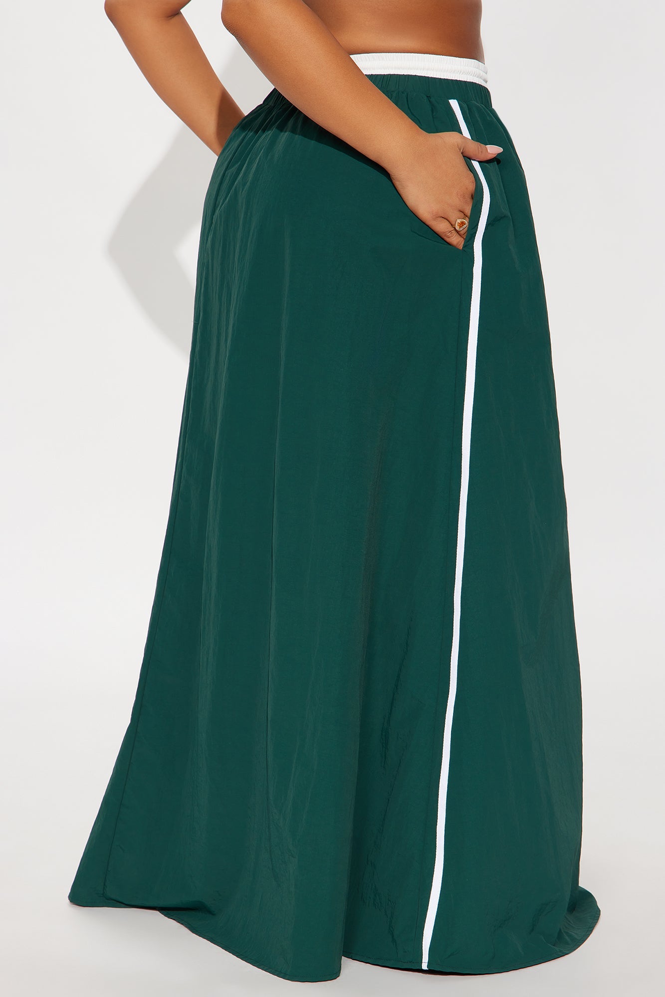 Sporty Gal Striped Maxi Skirt - Hunter Green