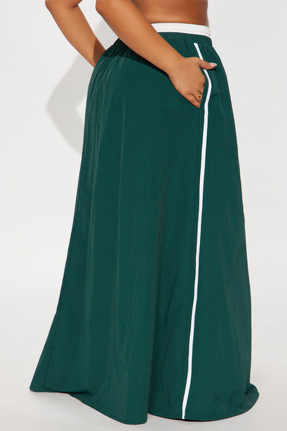 Sporty Gal Striped Maxi Skirt - Hunter Green