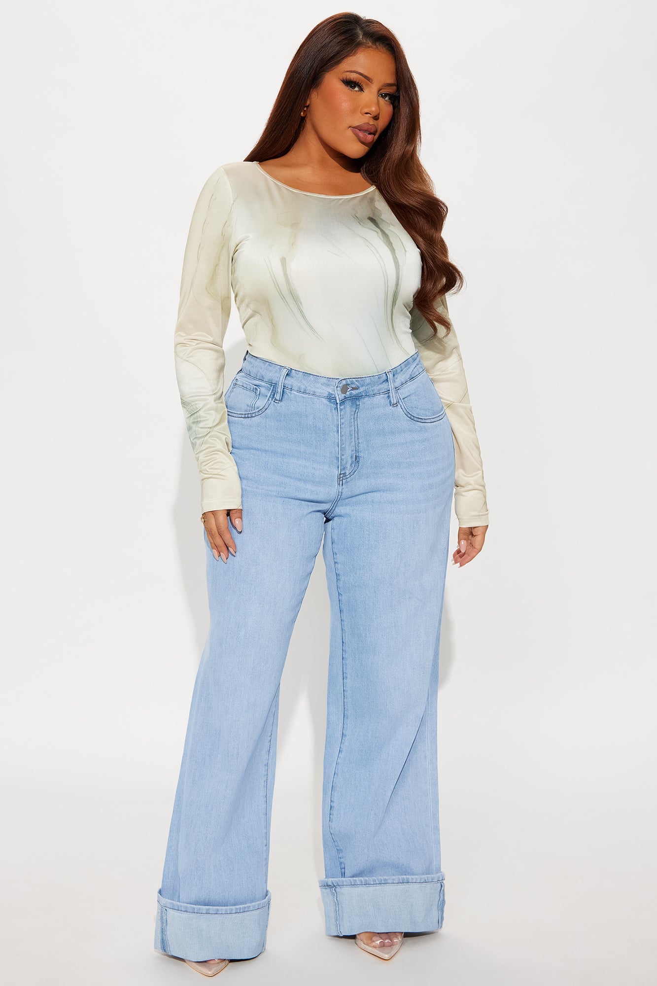 Athena Marble Long Sleeve Boat Neck Bodysuit - Multi Color