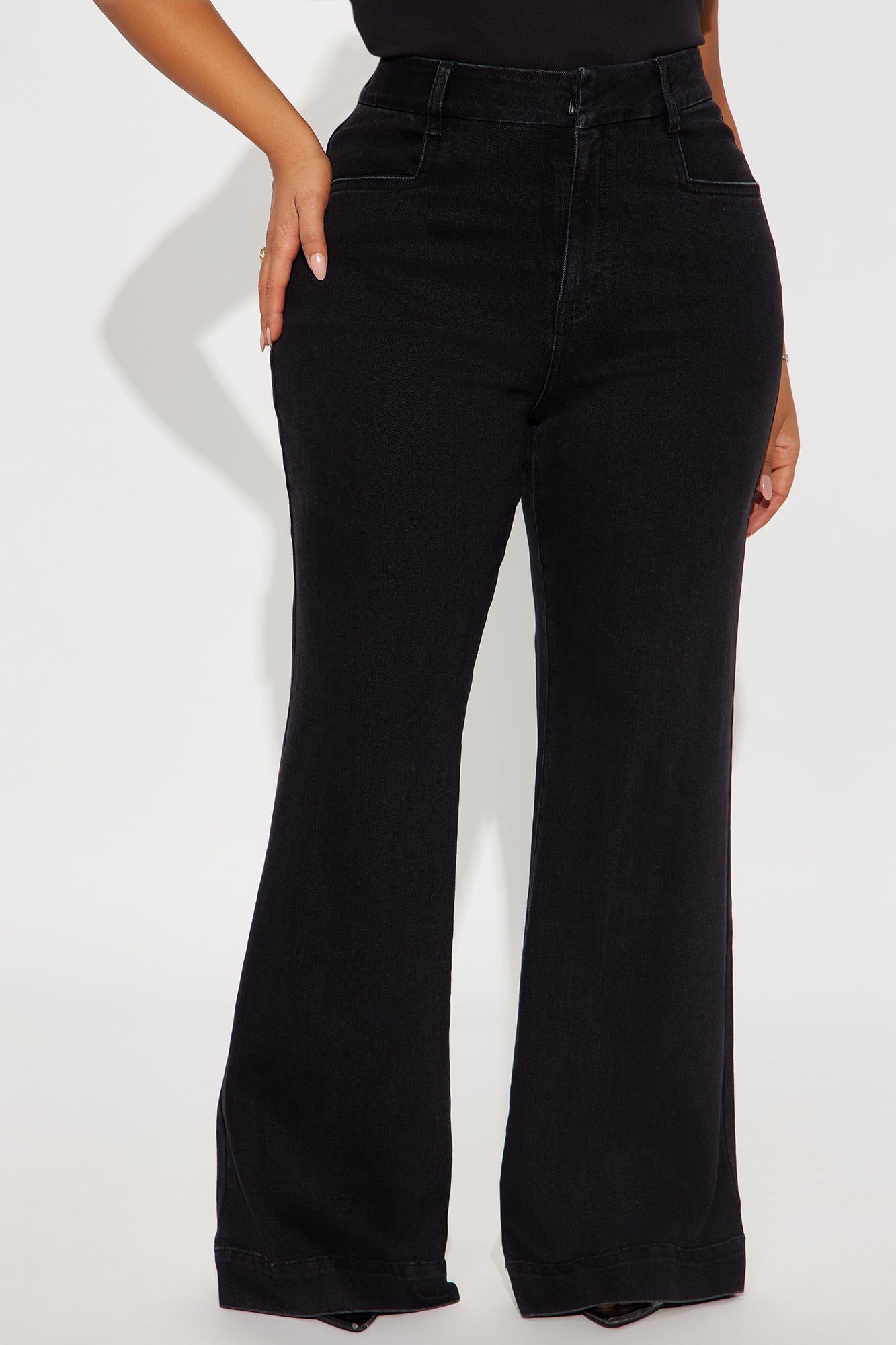Western Showdown Trouser Flare Jeans - Black Wash