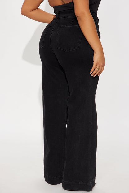 Western Showdown Trouser Flare Jeans - Black Wash