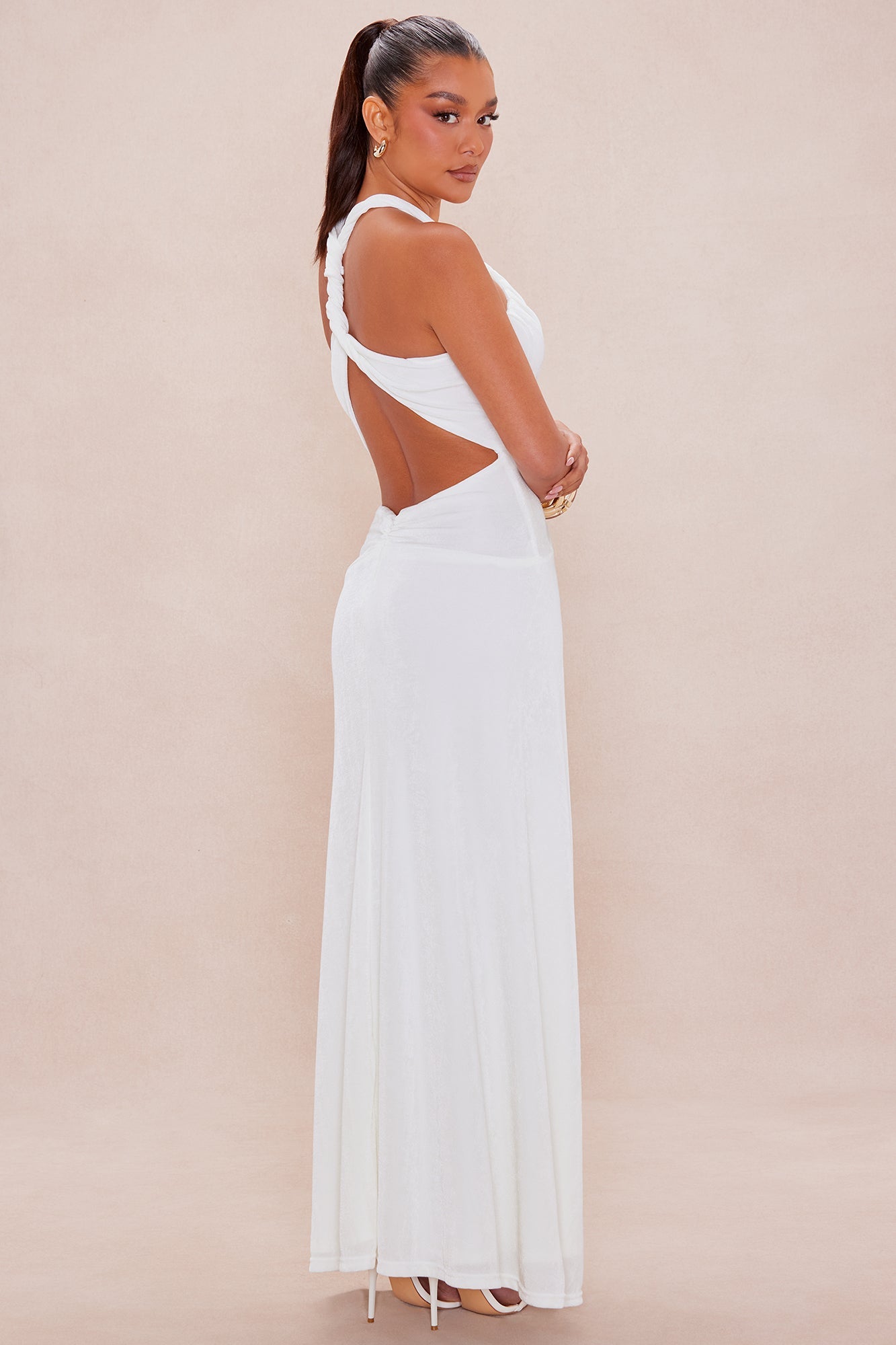 Jaxine Backless Twist Maxi Dress - Off White