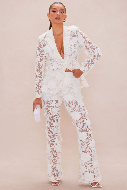 Catalina Embroidered Pant - Cream