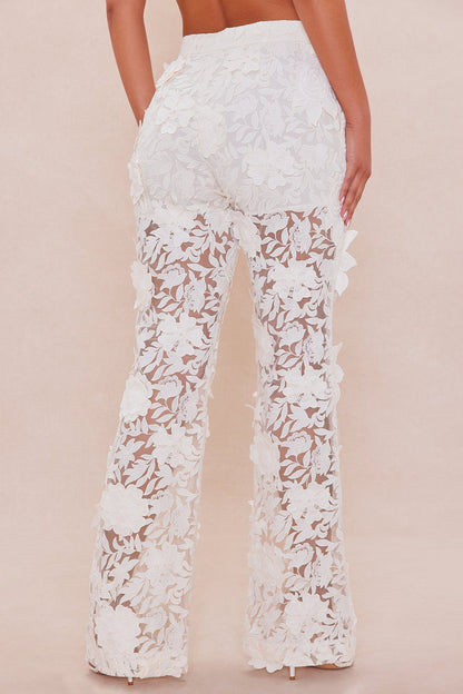 Catalina Embroidered Pant - Cream