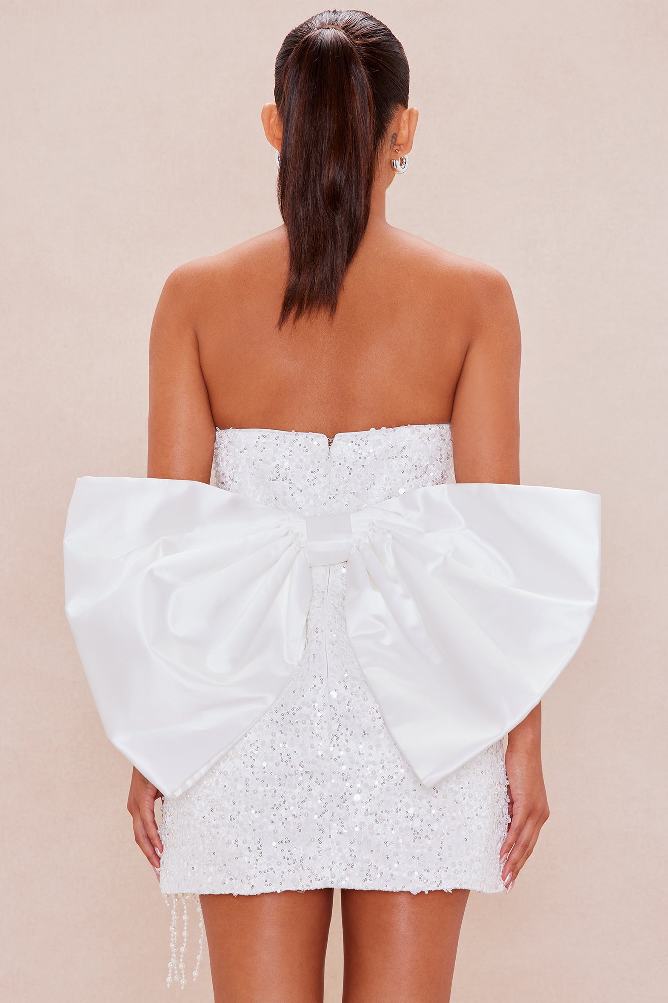 Lune Bow Mini Dress - White