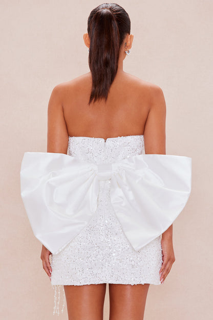 Lune Bow Mini Dress - White