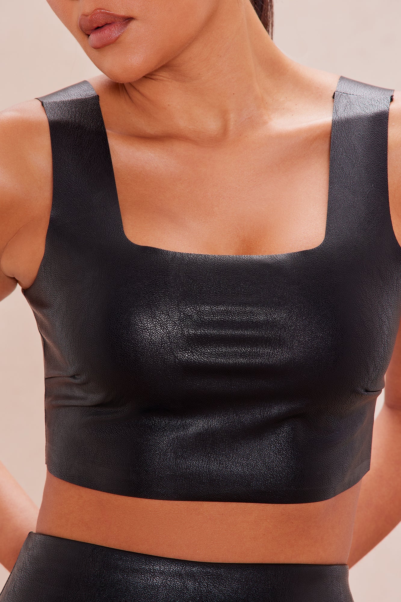 Zahara Faux Leather Top - Black