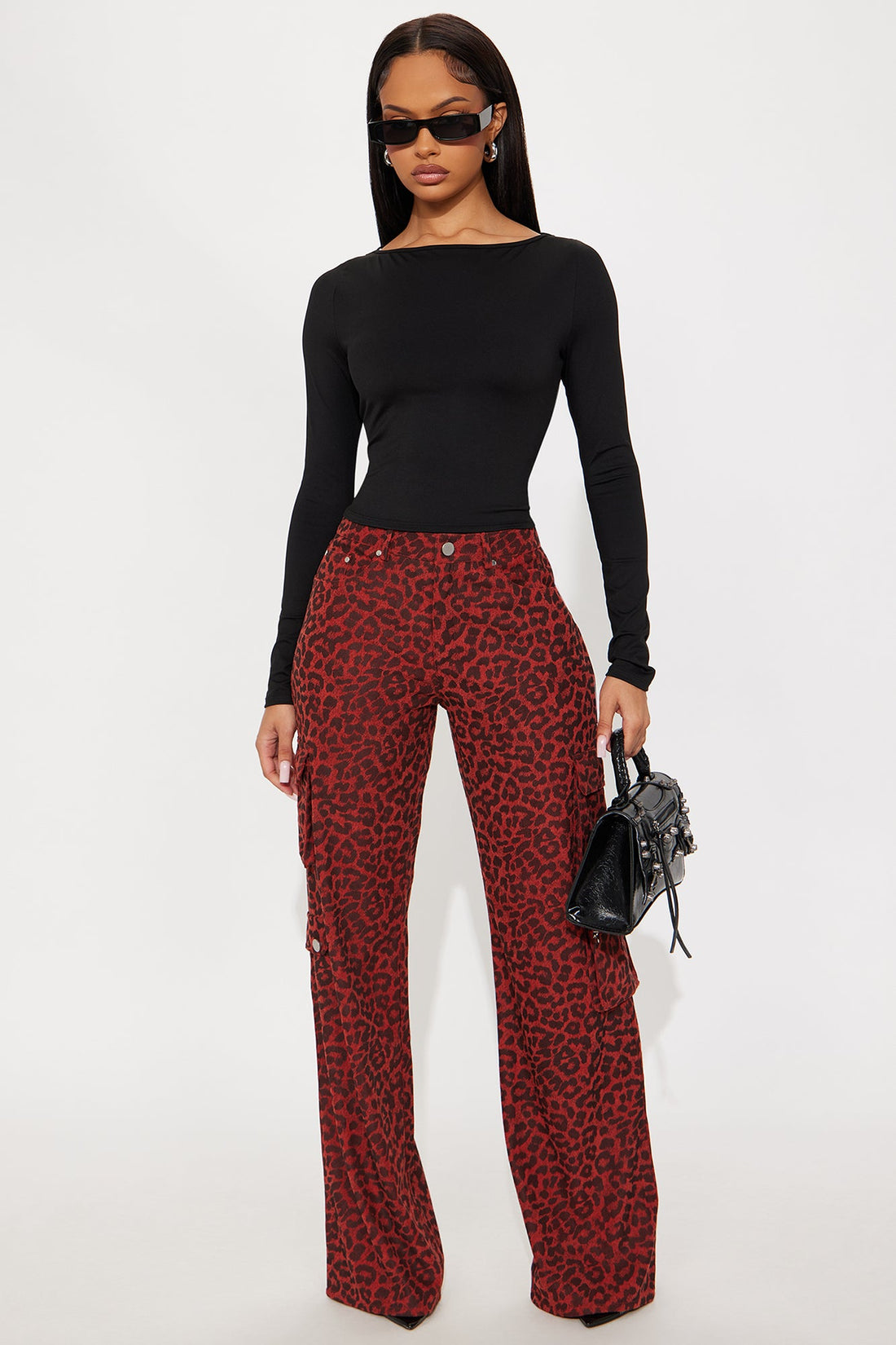 Wild Ride Leopard Corduroy Cargo Pant - Red/combo