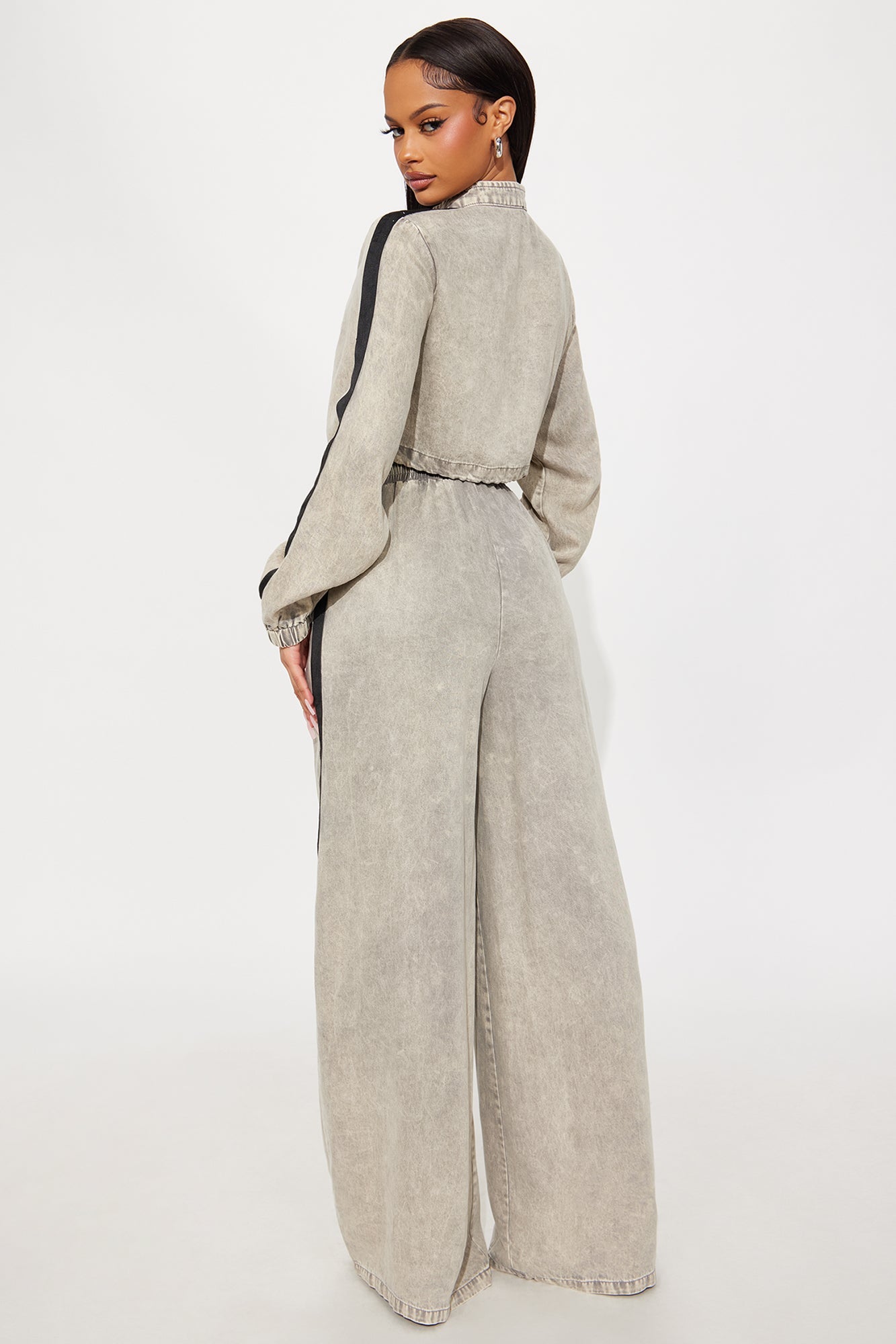 On The Move Washed Pant Set - Grey