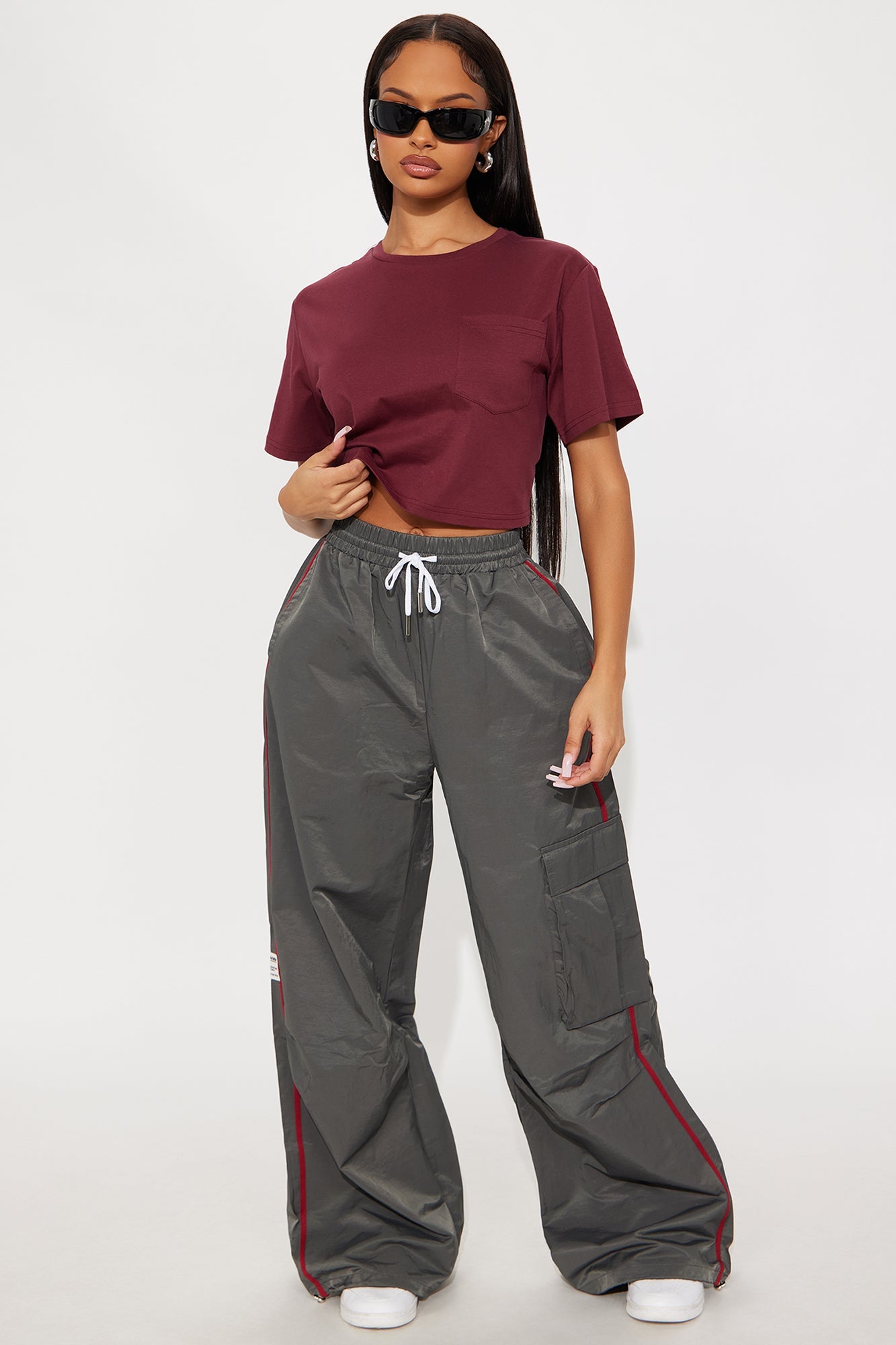 What She Knows Windbreaker Track Pant - Grey