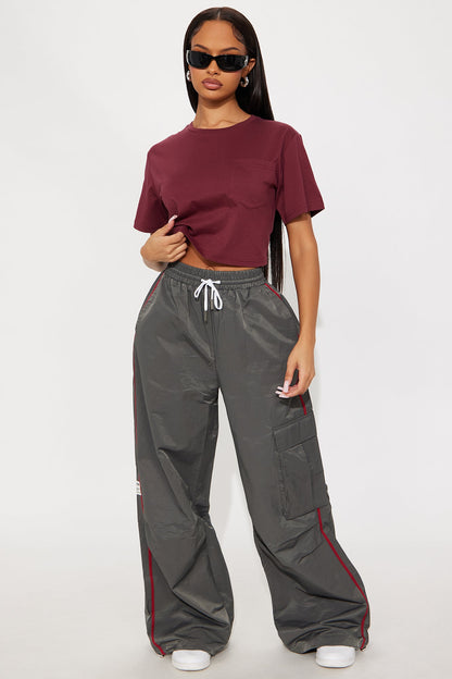 What She Knows Windbreaker Track Pant - Grey
